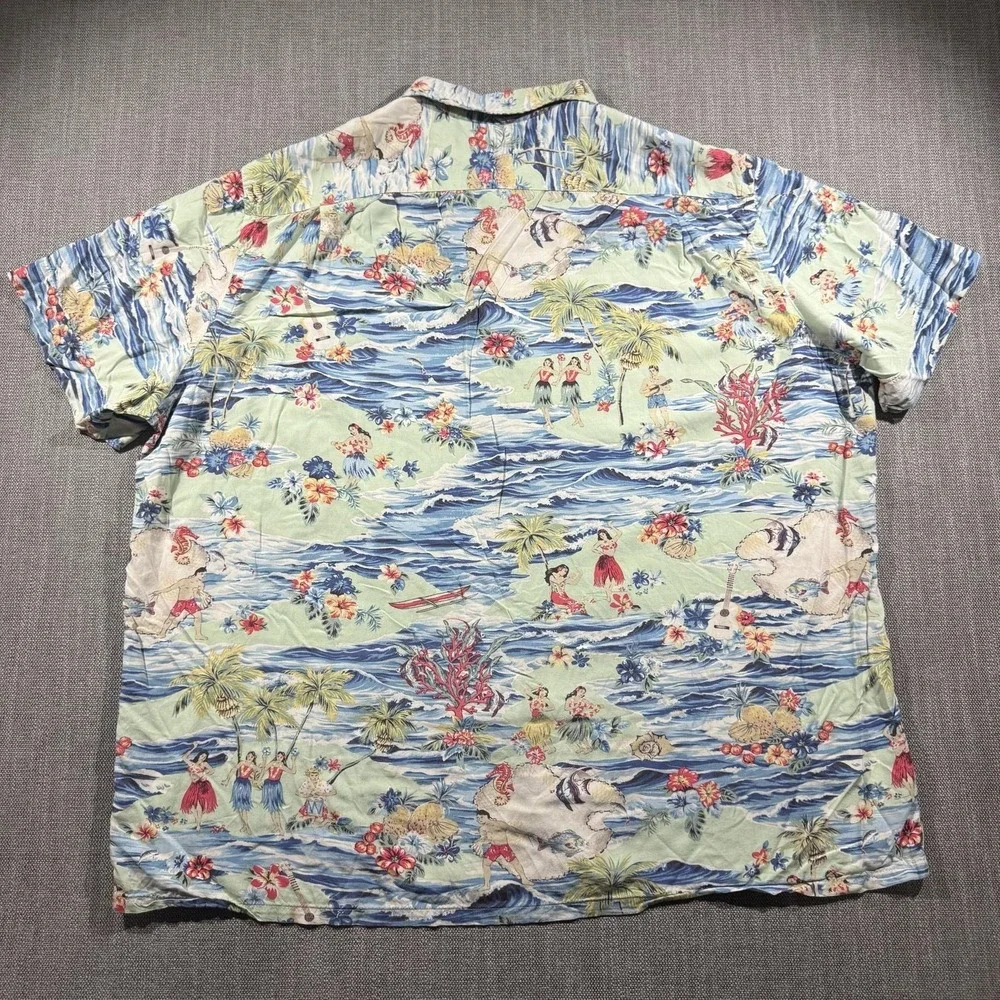 Polo Ralph Lauren Shirt Mens 2XL Multicolor Hawaiian Hula Short Sleeve Button Up